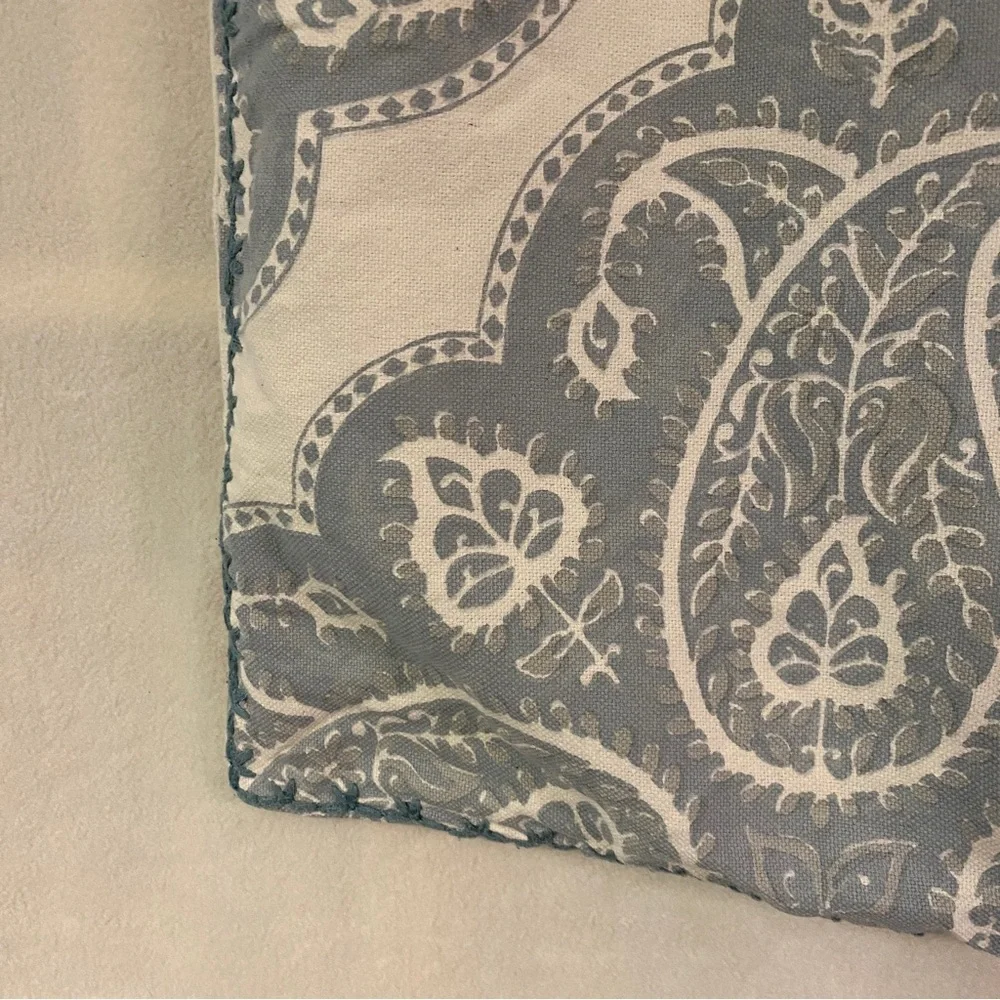 Set of 2 Pottery Barn Paisley Pillow Covers in Light Blue and Cream